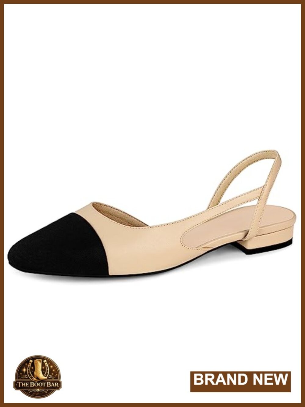 Women's Slingback Low Heel Sandals Round Toe Faux Leather Slip On Flats